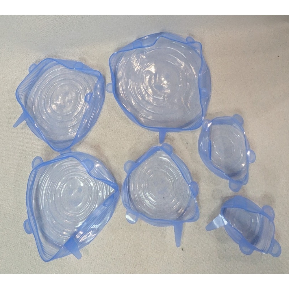 Silicone Stretch Lids Set of 6 Blue Excellent Reusable Food Covers